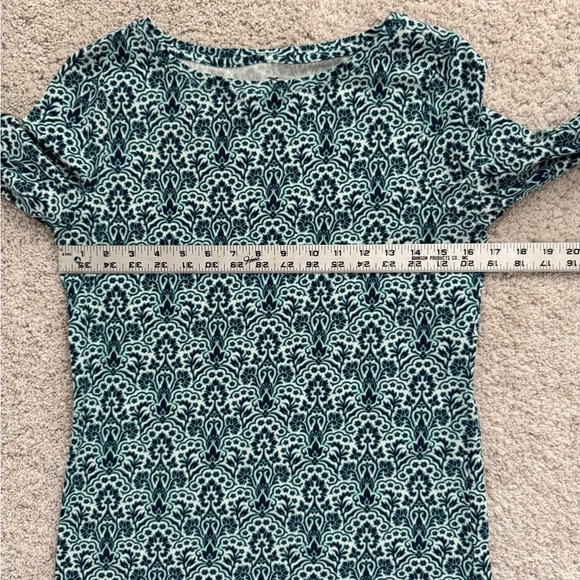 Talbots Green and White Patterned Long Sleeve Tee - Picture 6 of 7